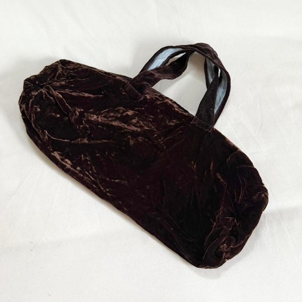 brown velvet knit‎ one crochet yarn bag